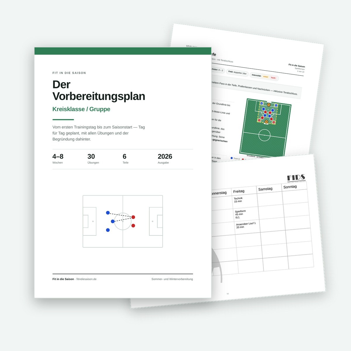 Vorbereitungsplan der Kreisklasse: Handbuch mit Wochenraster und Übungsblättern